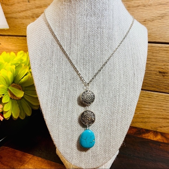 Aztec Bead Turquoise Drop Necklace - Picture 6 of 6